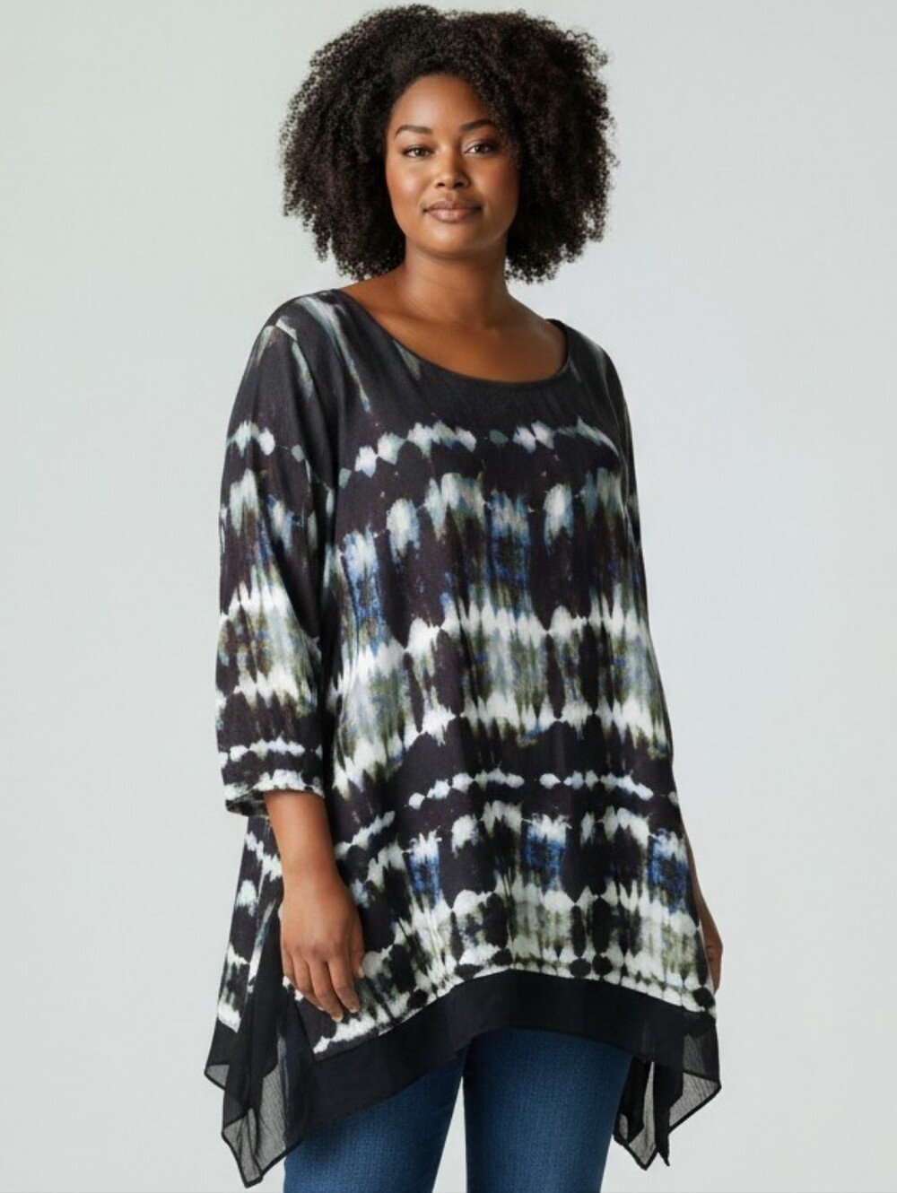Simply Vera Vera Wang Women's 2X Tie-Dye Tunic Top